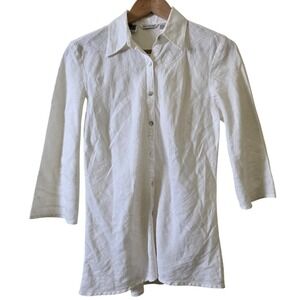 Richard Malcolm White Linen Blouse S 100% Irish Linen Coastal Grandmother